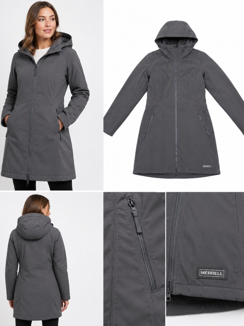 Merrell gray long Gray Jacket size XS outdoor cozy, warm